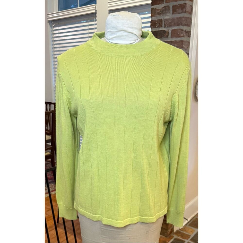 Harve Benard Mock Neck Ribbed Sweater Sz. XL Lime Green Pullover